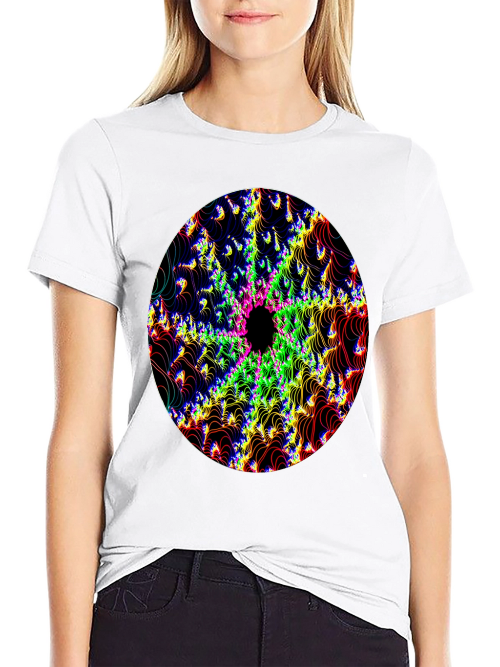 Psychedelic Fractal Graphic Black T-Shirt