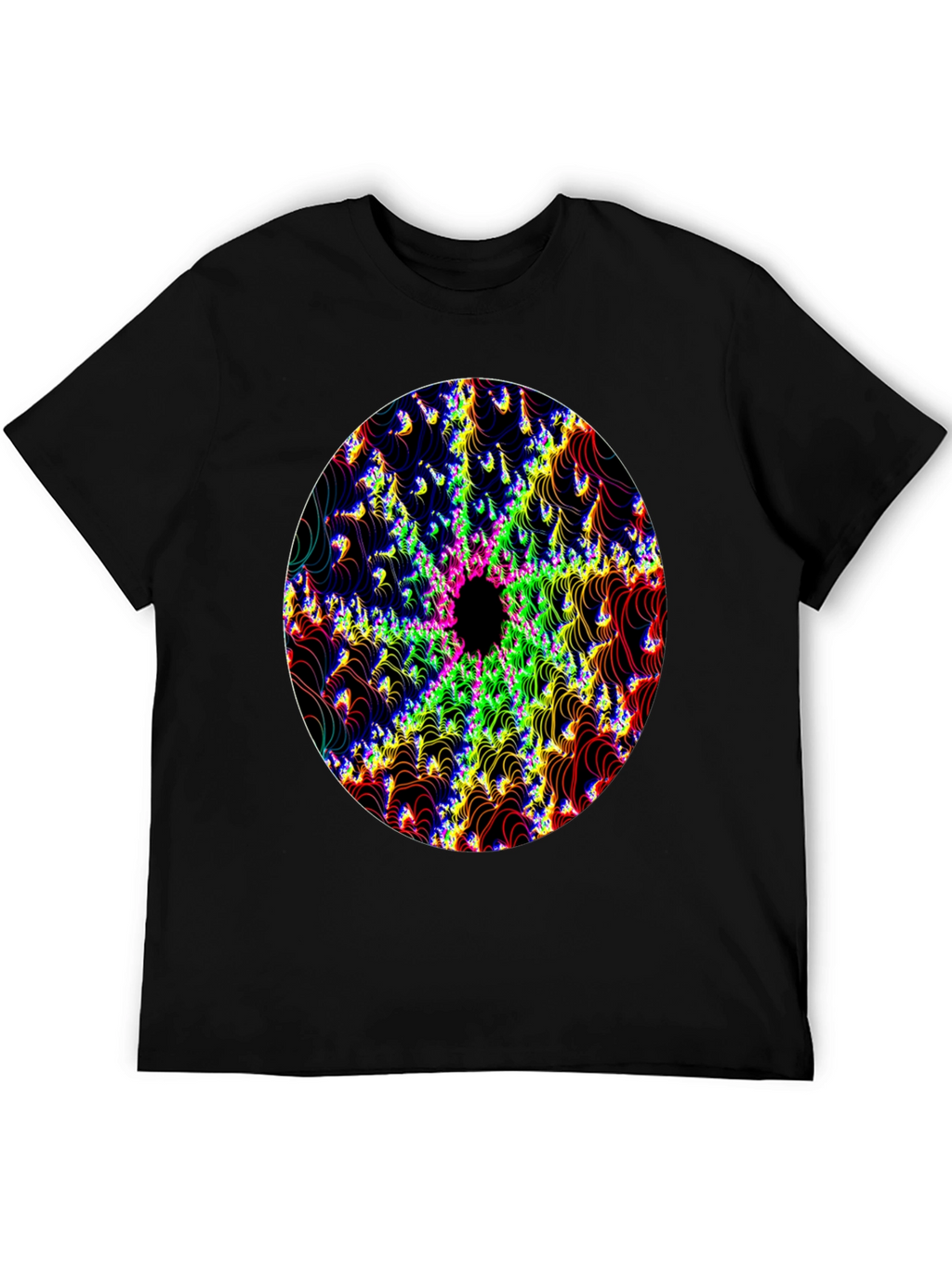 Psychedelic Fractal Graphic Black T-Shirt