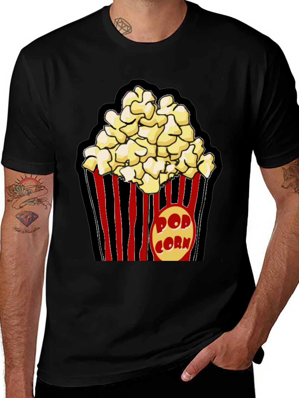 Popcorn Graphic Black T-Shirt
