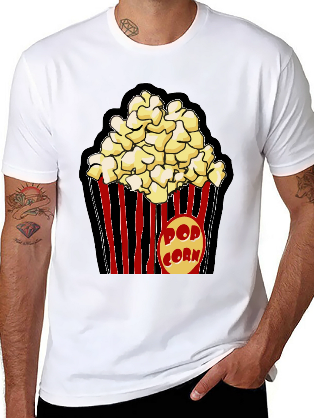 Popcorn Graphic Black T-Shirt