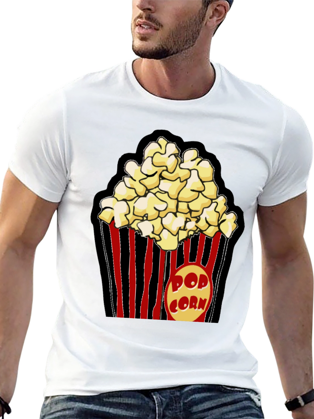 Popcorn Graphic Black T-Shirt