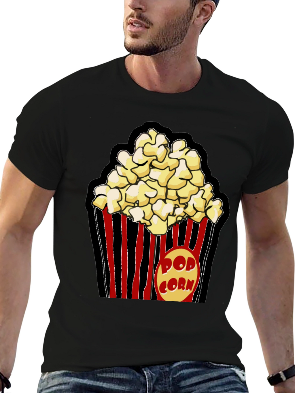 Popcorn Graphic Black T-Shirt
