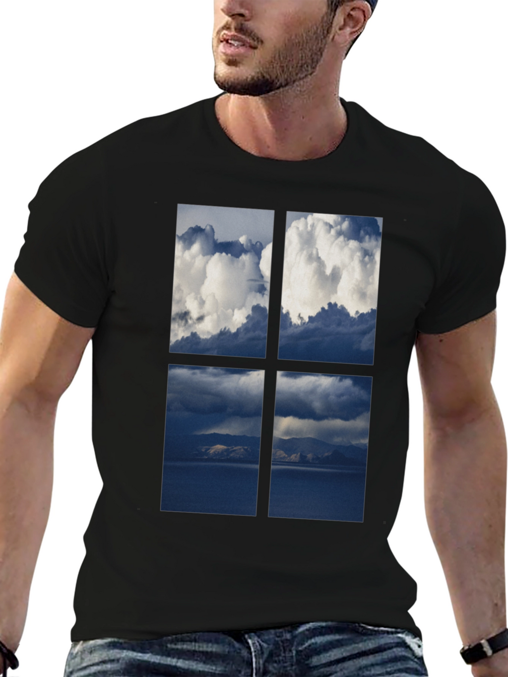 Sky Window T-Shirt - Black Cotton Tee