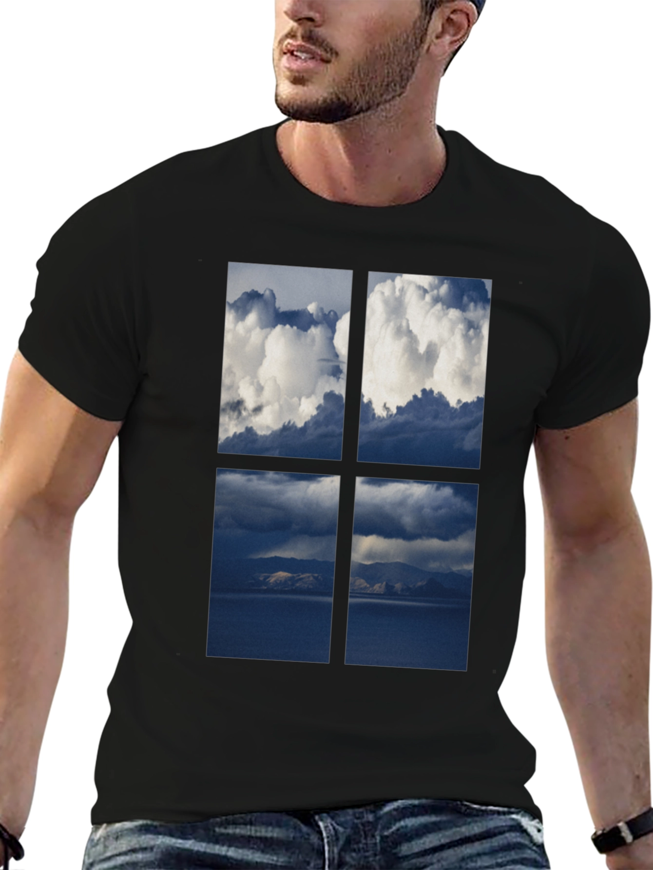 Sky Window T-Shirt - Black Cotton Tee