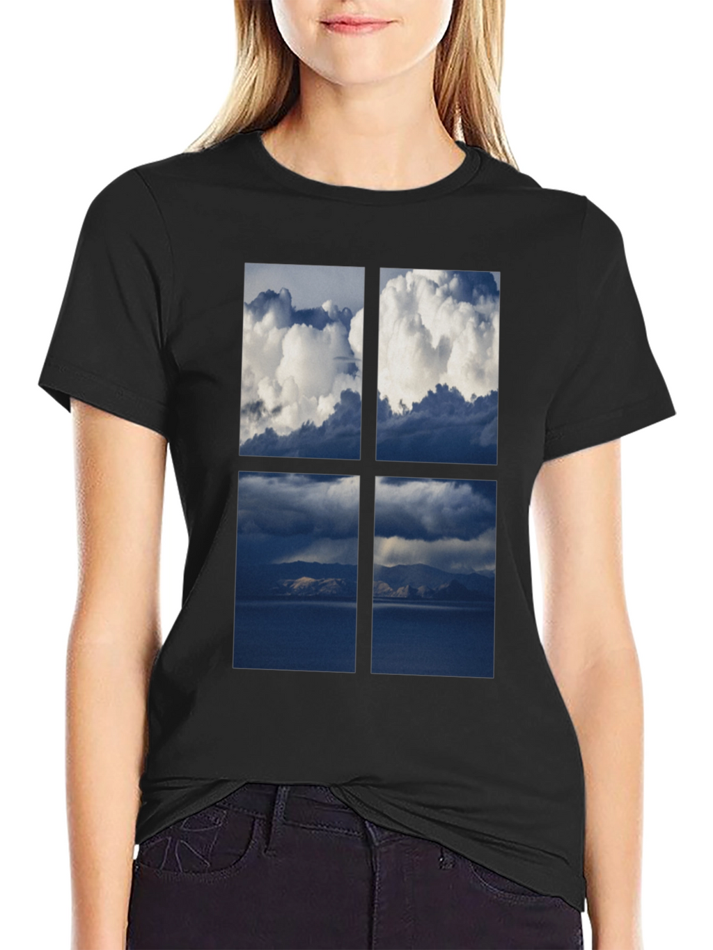 Sky Window T-Shirt - Black Cotton Tee