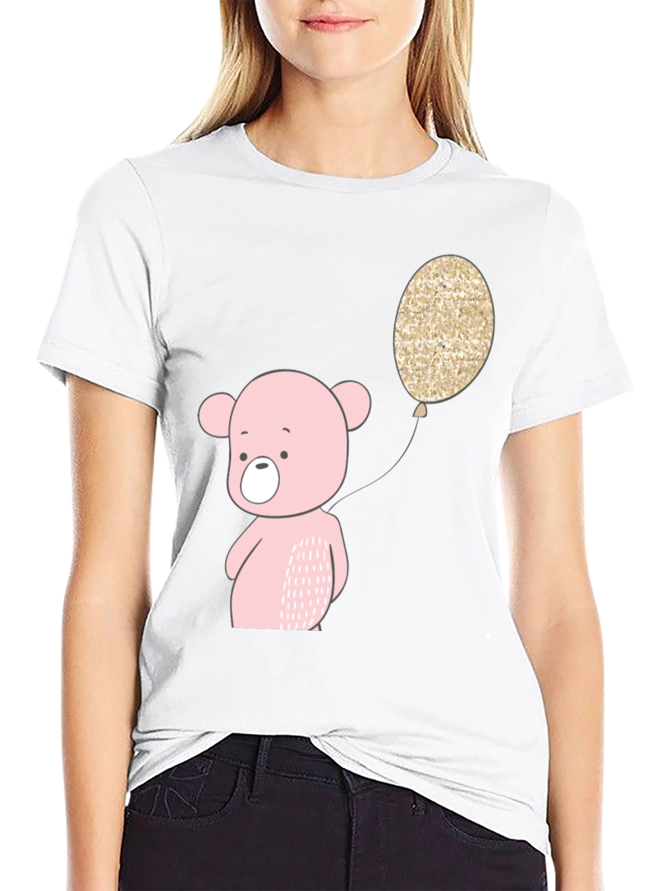Cute Bear with Balloon Graphic Tee