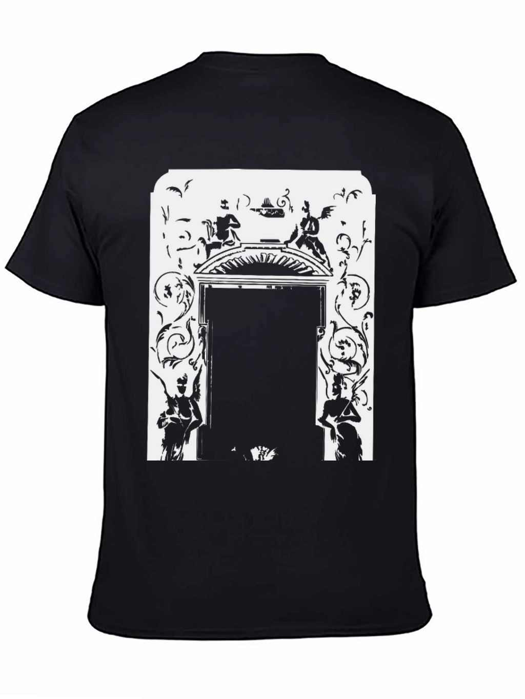 Ornate Doorway Graphic Tee - Black Cotton