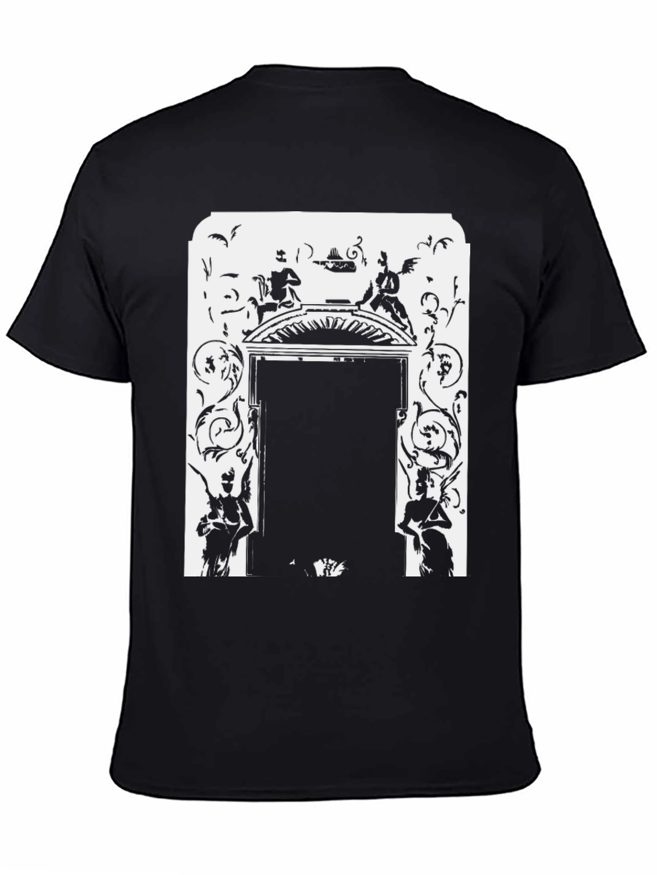 Ornate Doorway Graphic Tee - Black Cotton