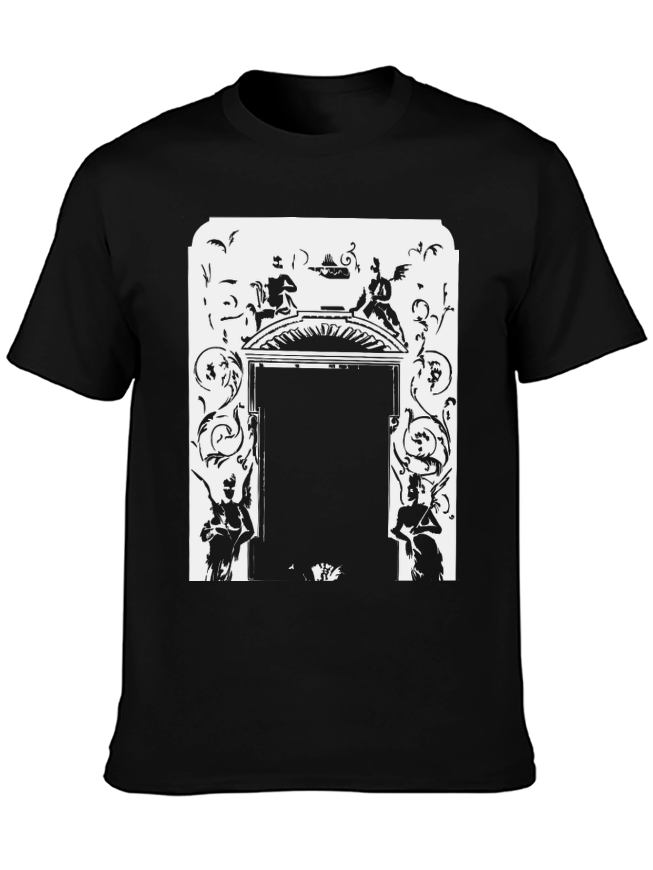Ornate Doorway Graphic Tee - Black Cotton