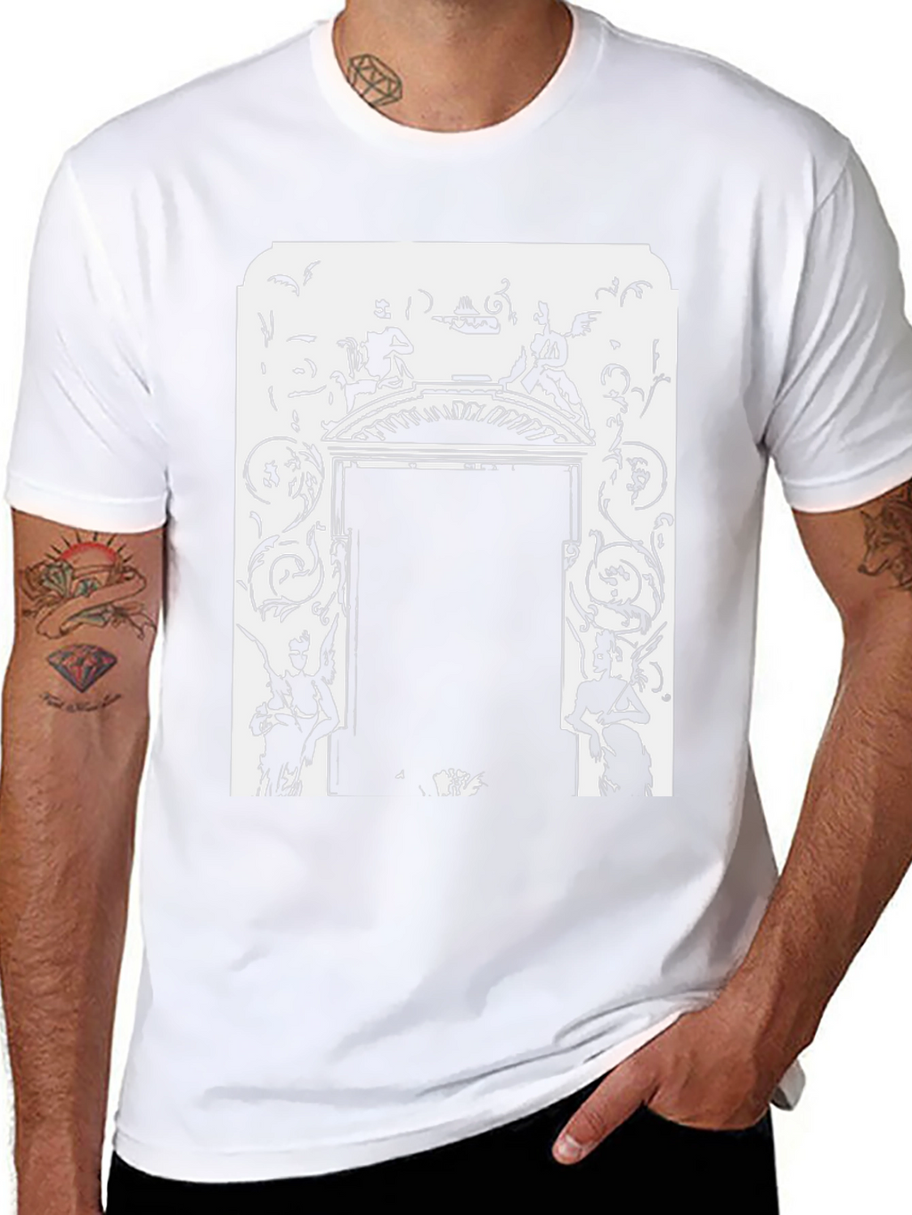Ornate Doorway Graphic Tee - Black Cotton