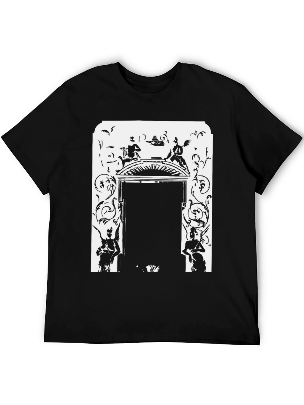 Ornate Doorway Graphic Tee - Black Cotton