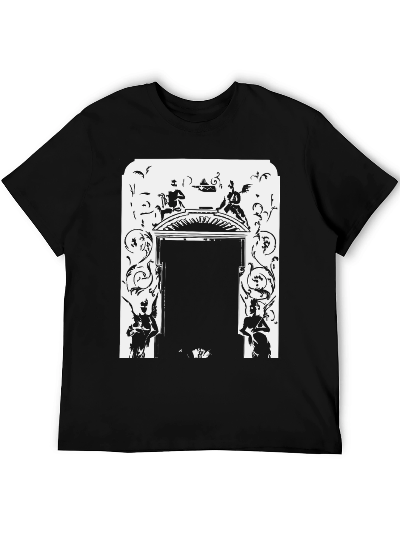 Ornate Doorway Graphic Tee - Black Cotton