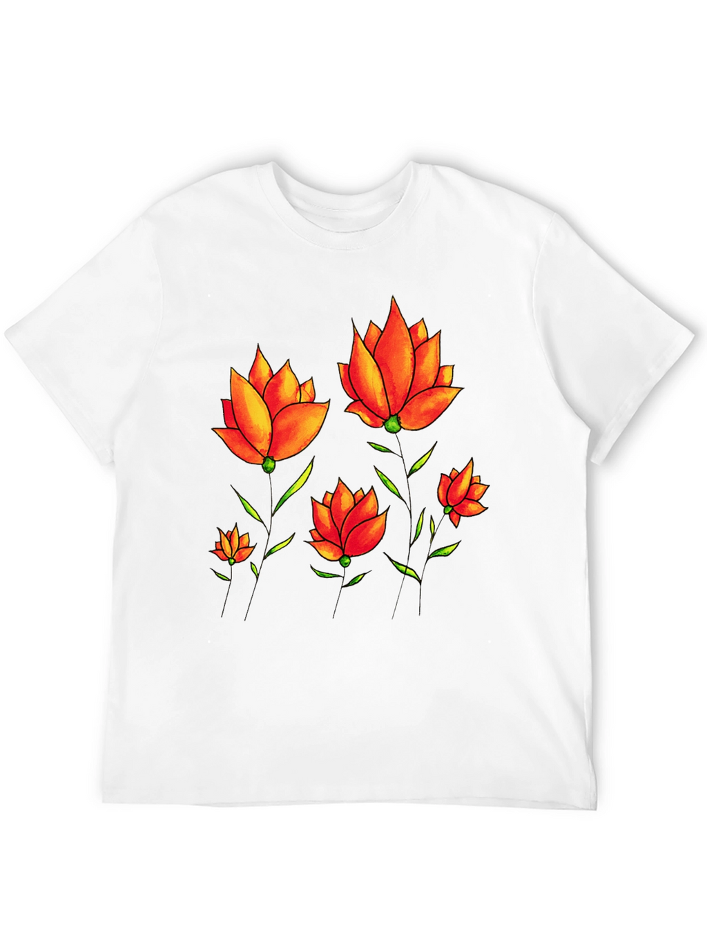 Floral Print Tee - Black