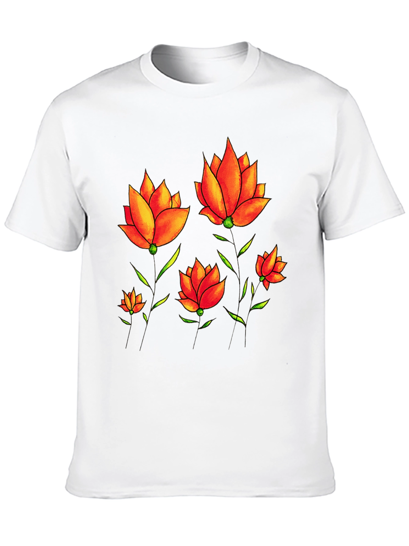Floral Print Tee - Black