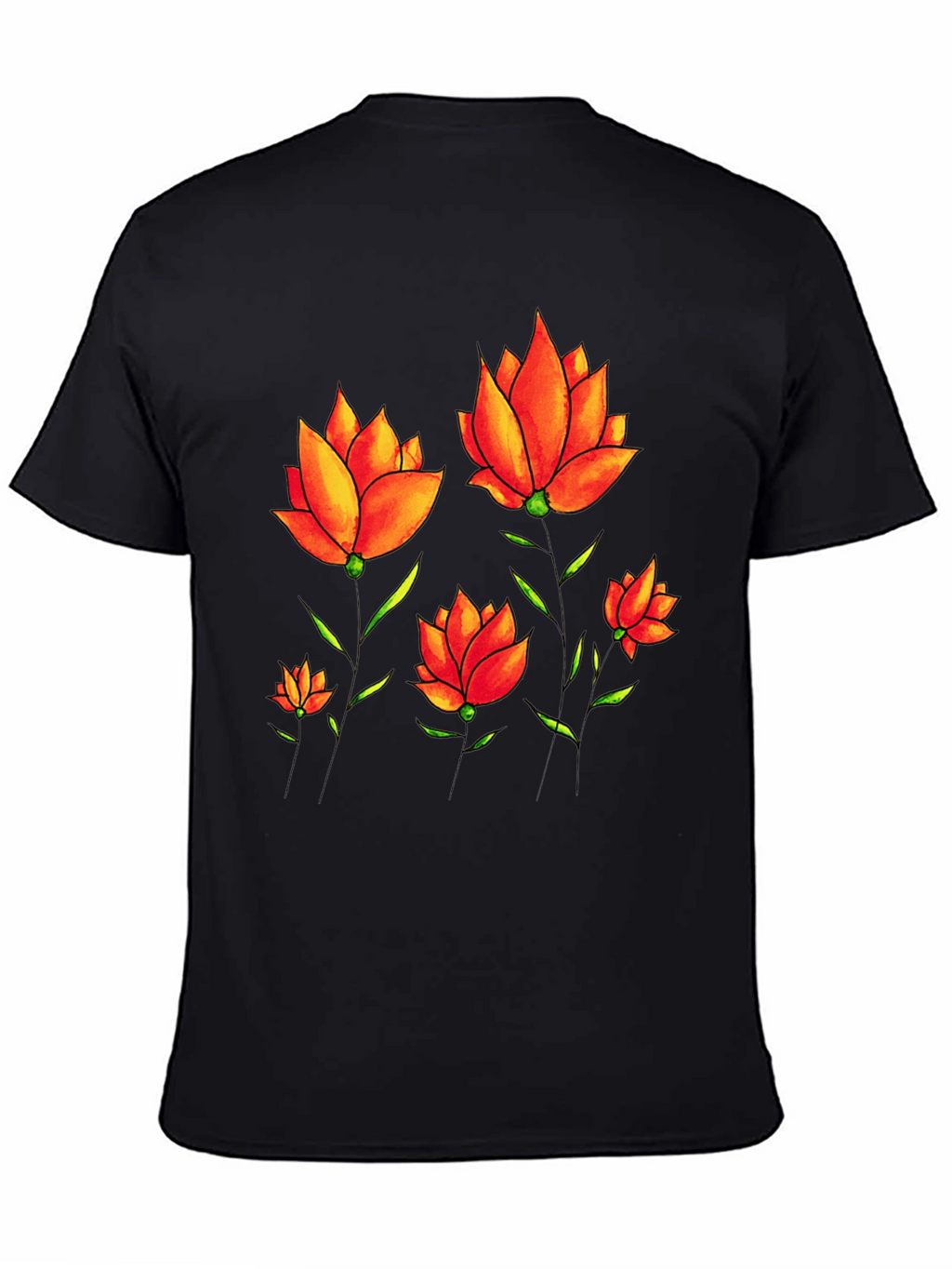 Floral Print Tee - Black