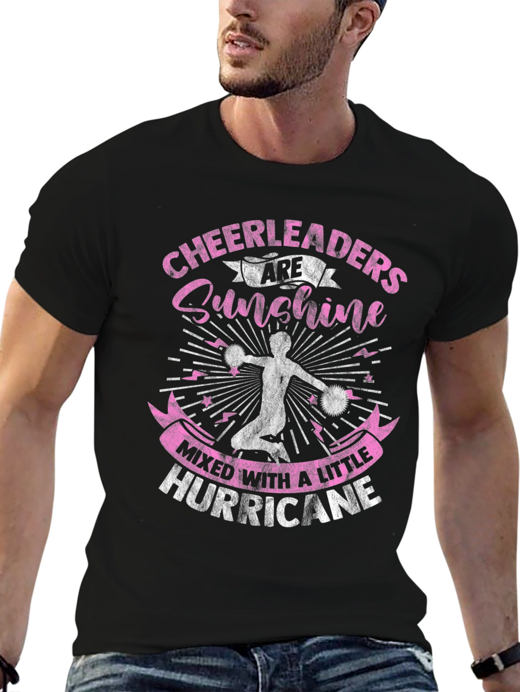 Cheerleader Sunshine Hurricane Black Graphic Tee
