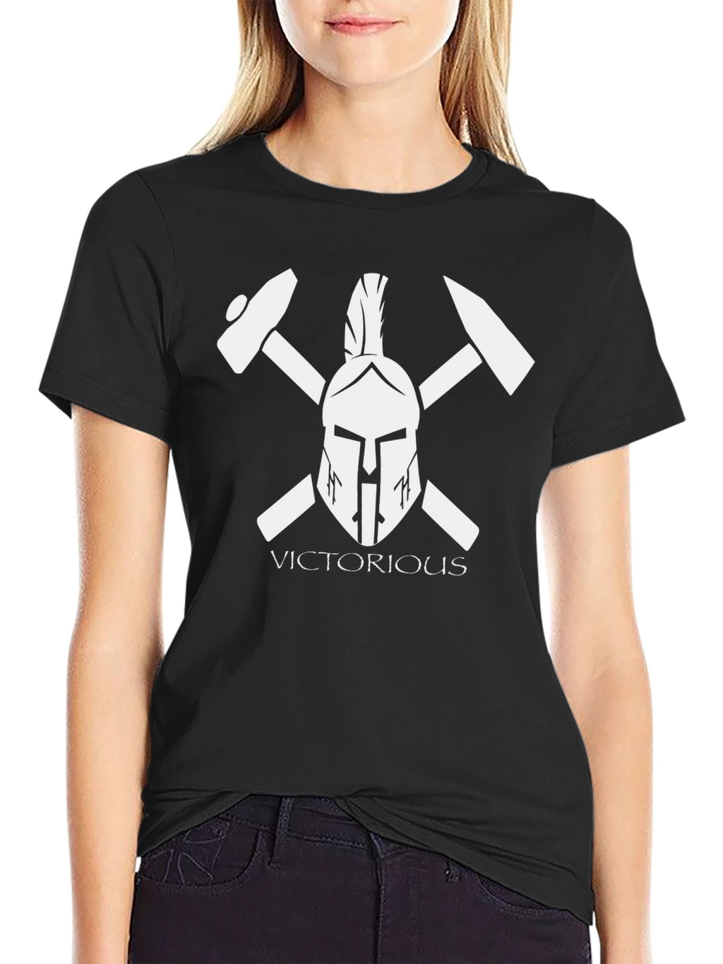 Victorious Spartan Helmet Black T-Shirt