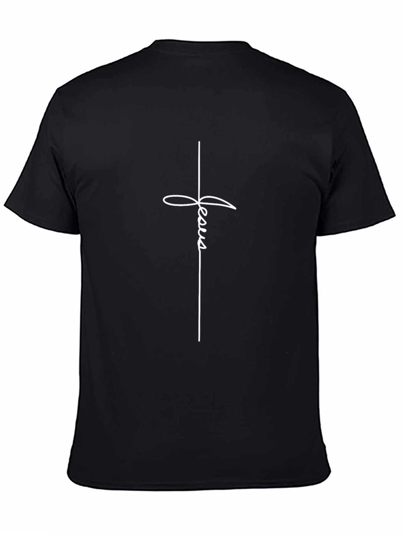Jesus Cross Graphic Tee - Black Cotton Blend T-Shirt