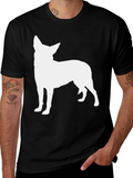 Dog Silhouette Graphic Tee - Black Cotton