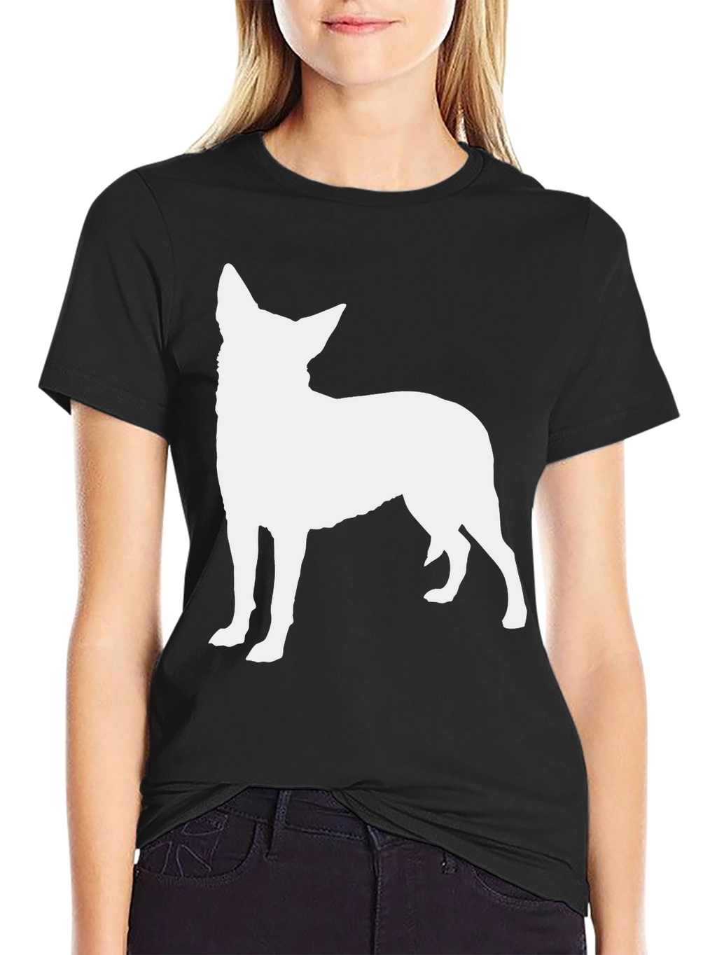 Dog Silhouette Graphic Tee - Black Cotton