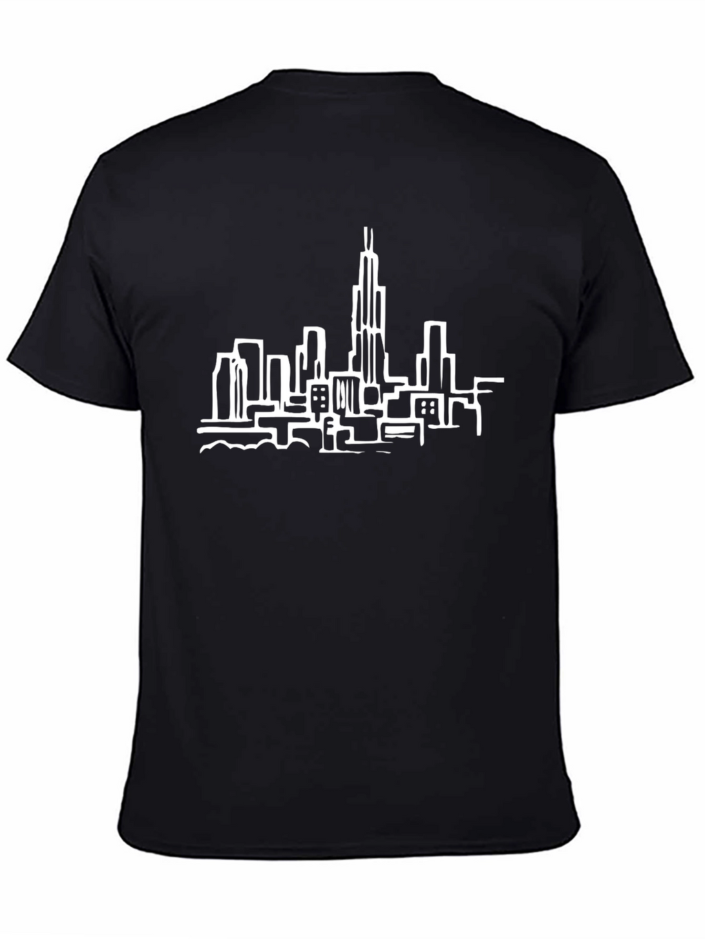 Chicago Skyline Graphic Tee - Black Cotton T-Shirt
