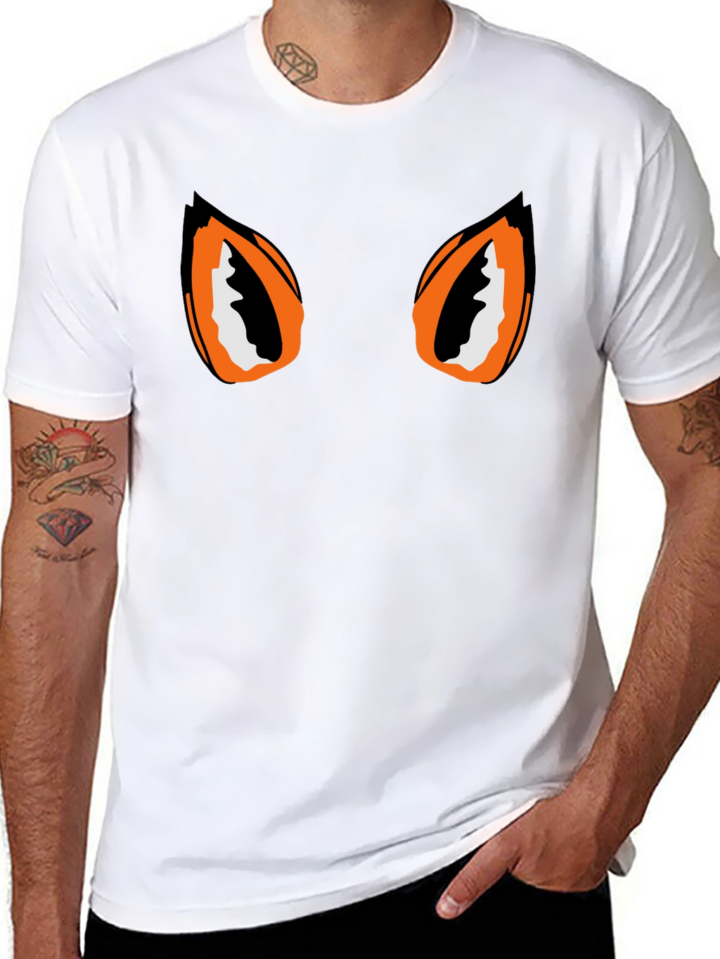 Black Tee with Graphic Eyes Design