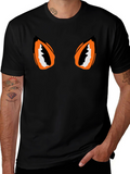 Black Tee with Graphic Eyes Design