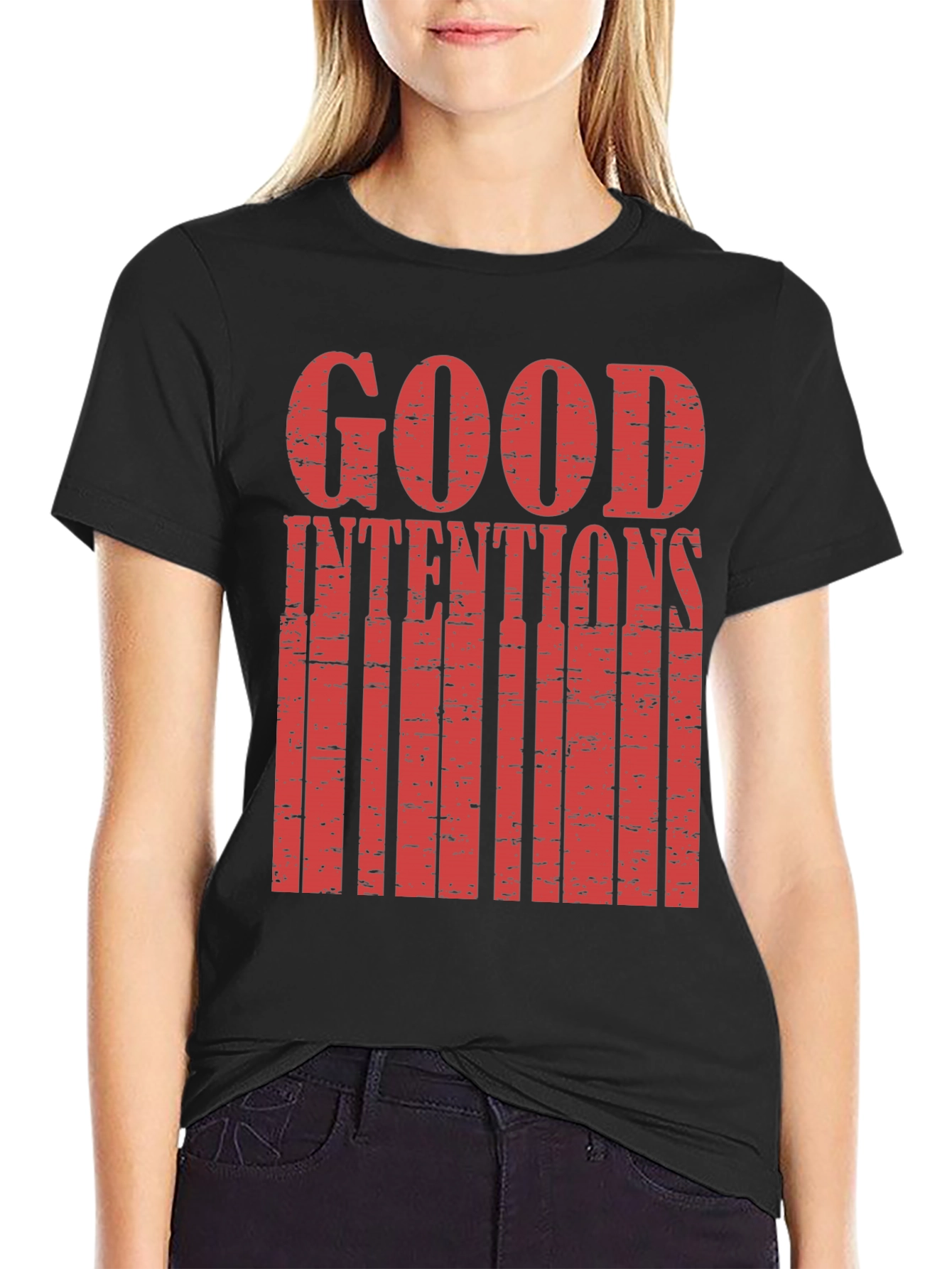 Good Intentions Graphic Print Black T-Shirt