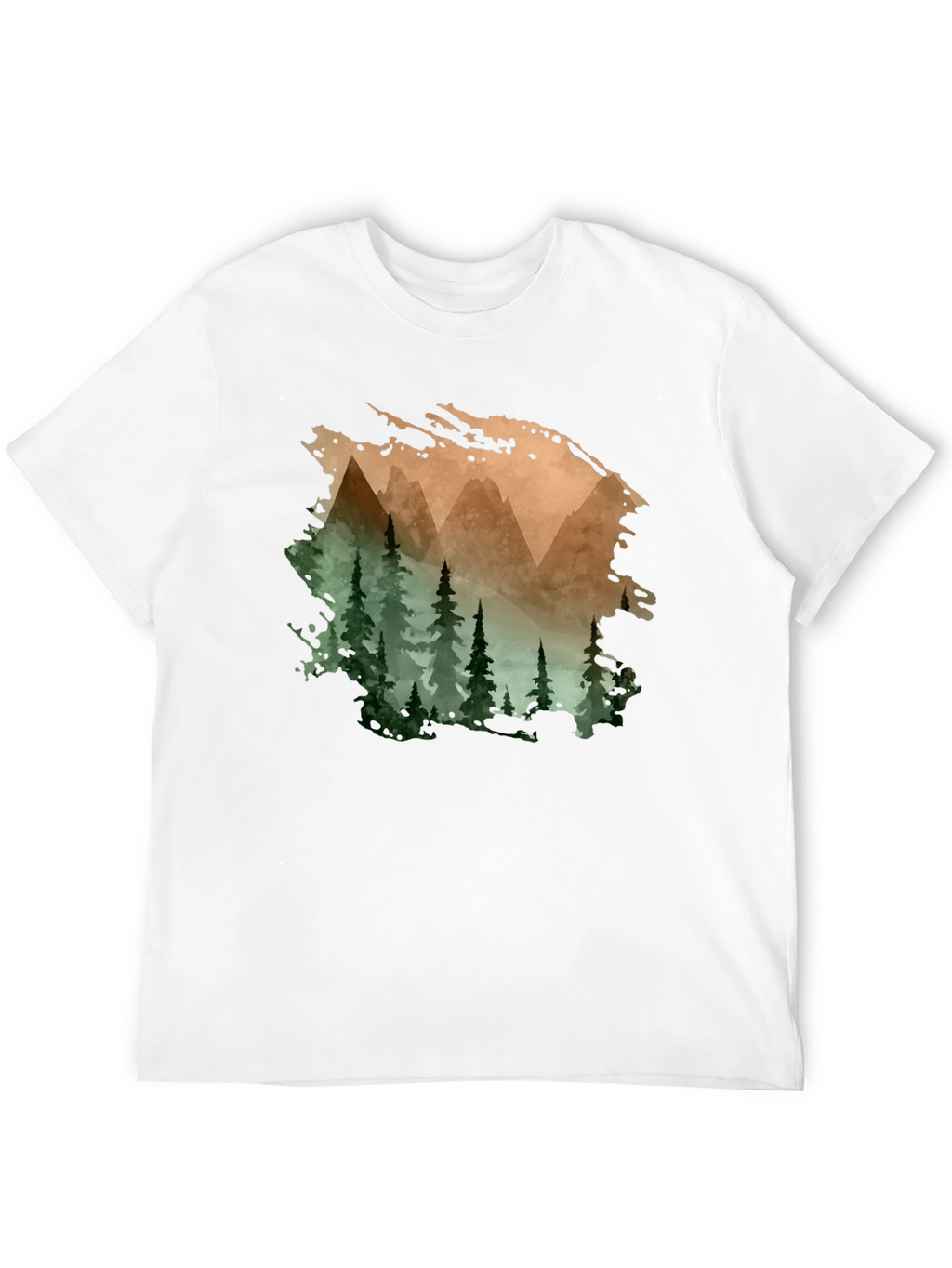 Mountain & Forest Print Black T-Shirt