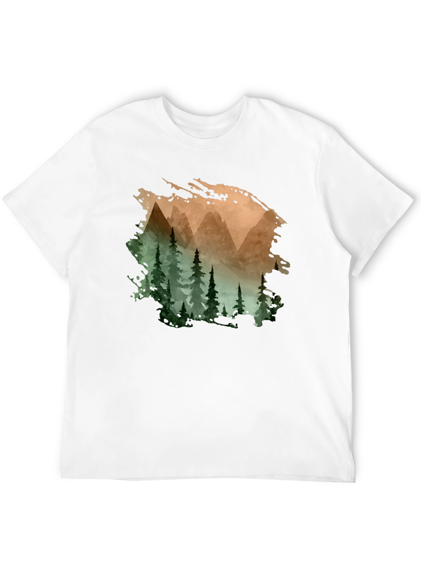 Mountain & Forest Print Black T-Shirt