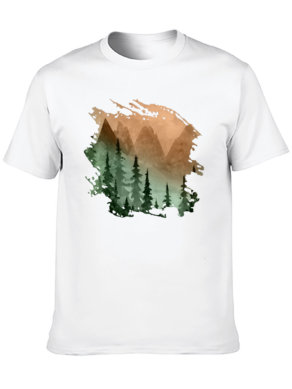 Mountain & Forest Print Black T-Shirt