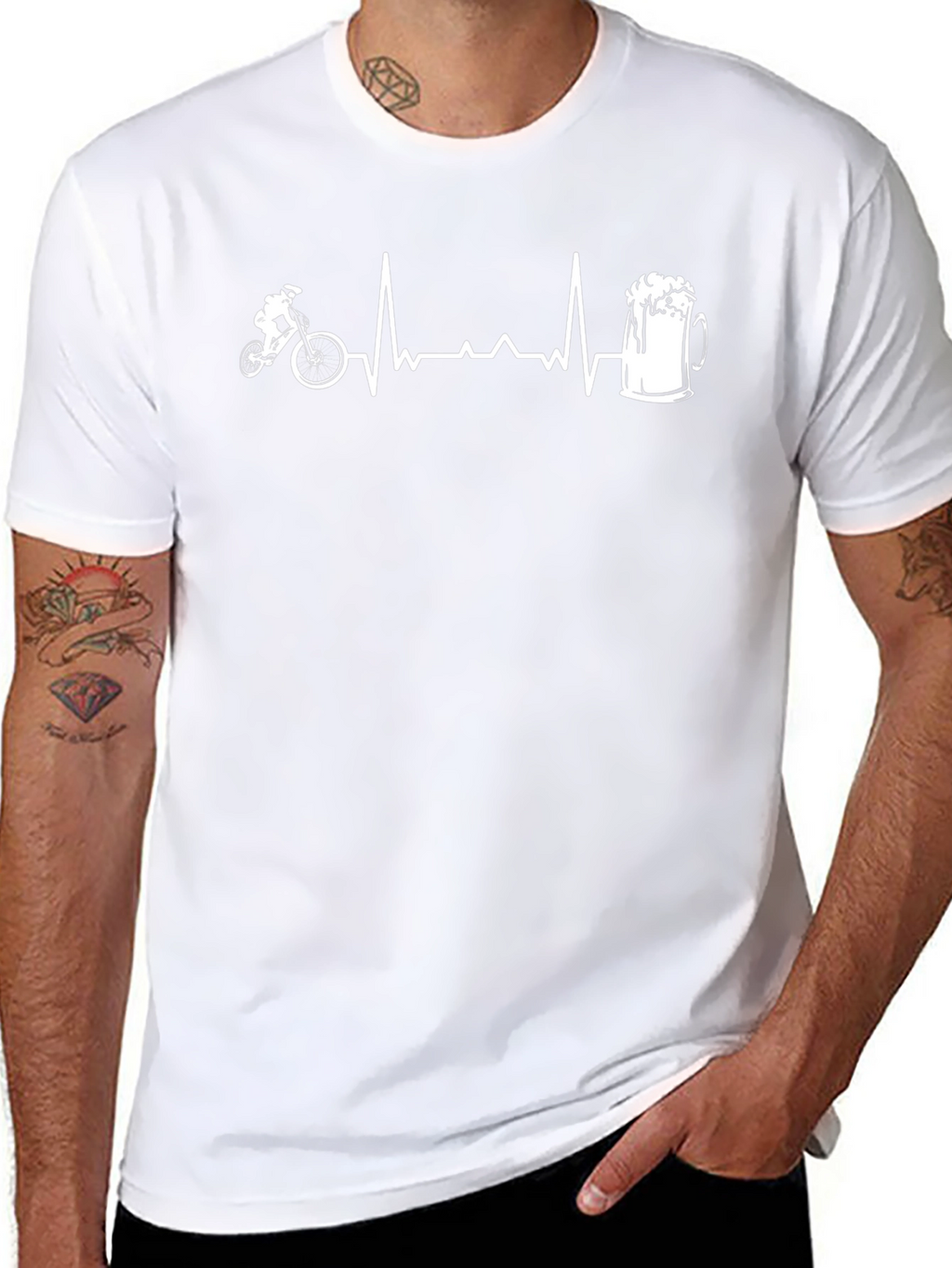 Mountain Bike & Beer Heartbeat T-Shirt