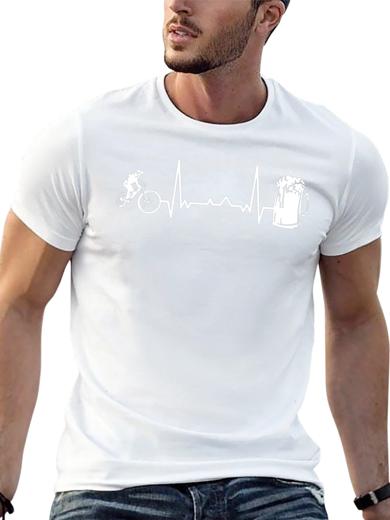 Mountain Bike & Beer Heartbeat T-Shirt
