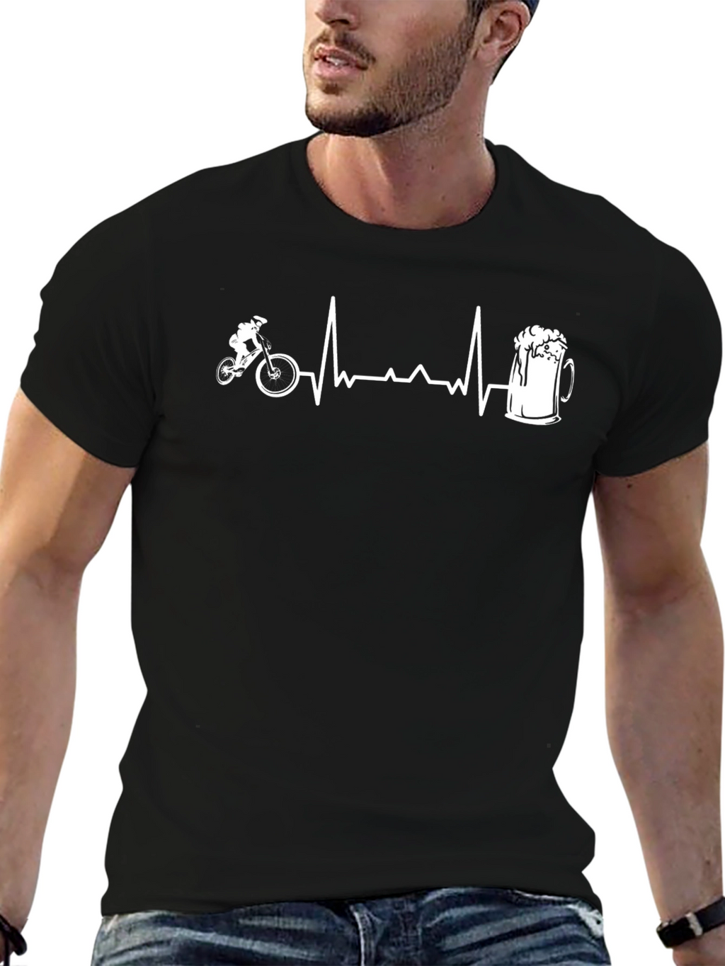 Mountain Bike & Beer Heartbeat T-Shirt