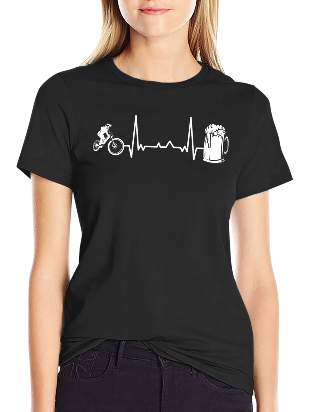 Mountain Bike & Beer Heartbeat T-Shirt