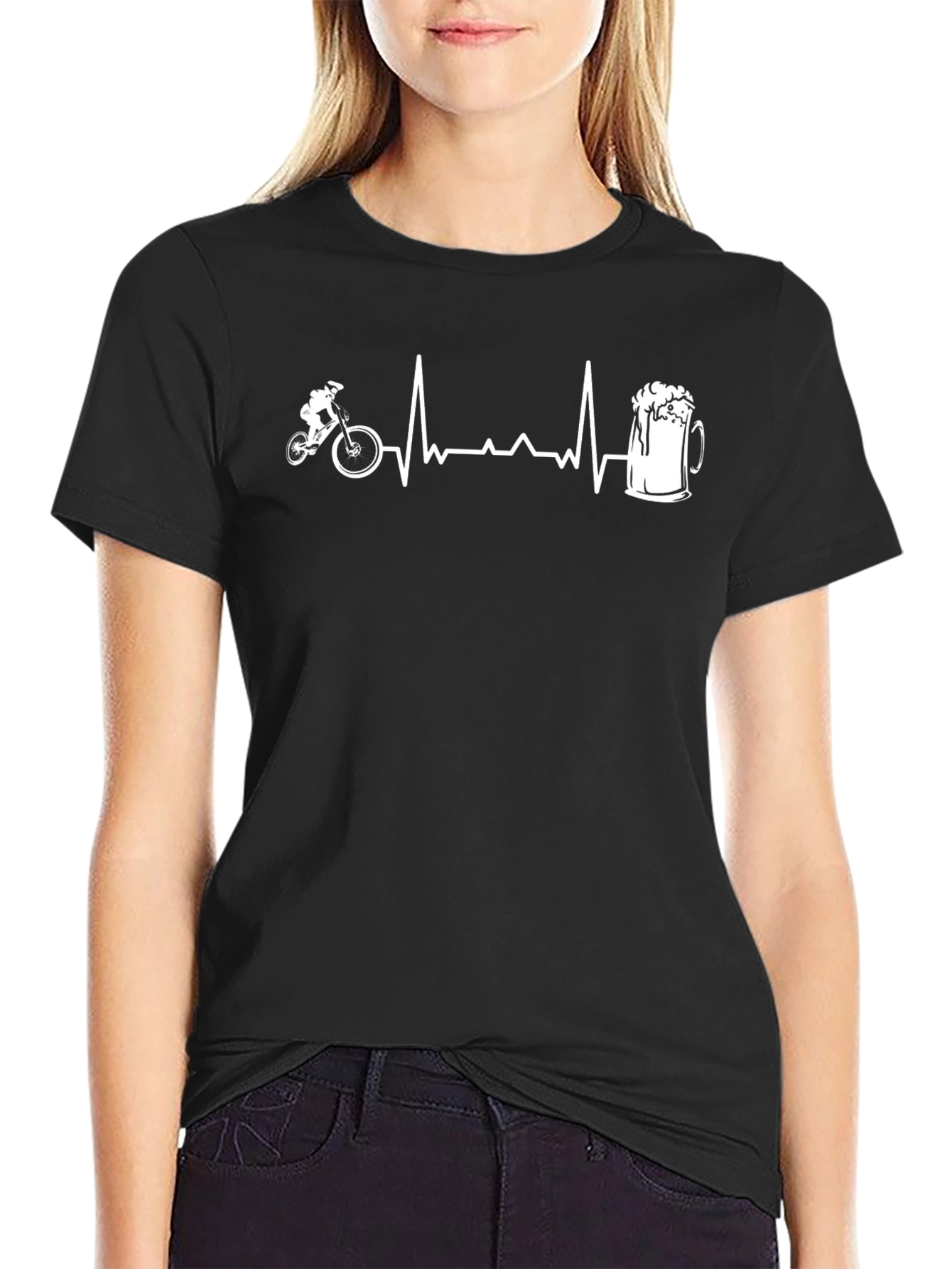 Mountain Bike & Beer Heartbeat T-Shirt