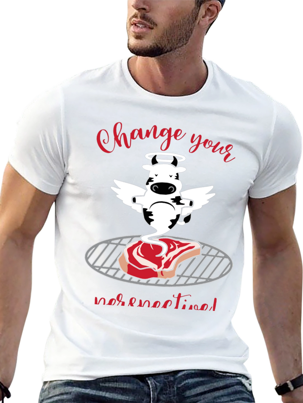 Funny Cow Angel Steak BBQ T-Shirt