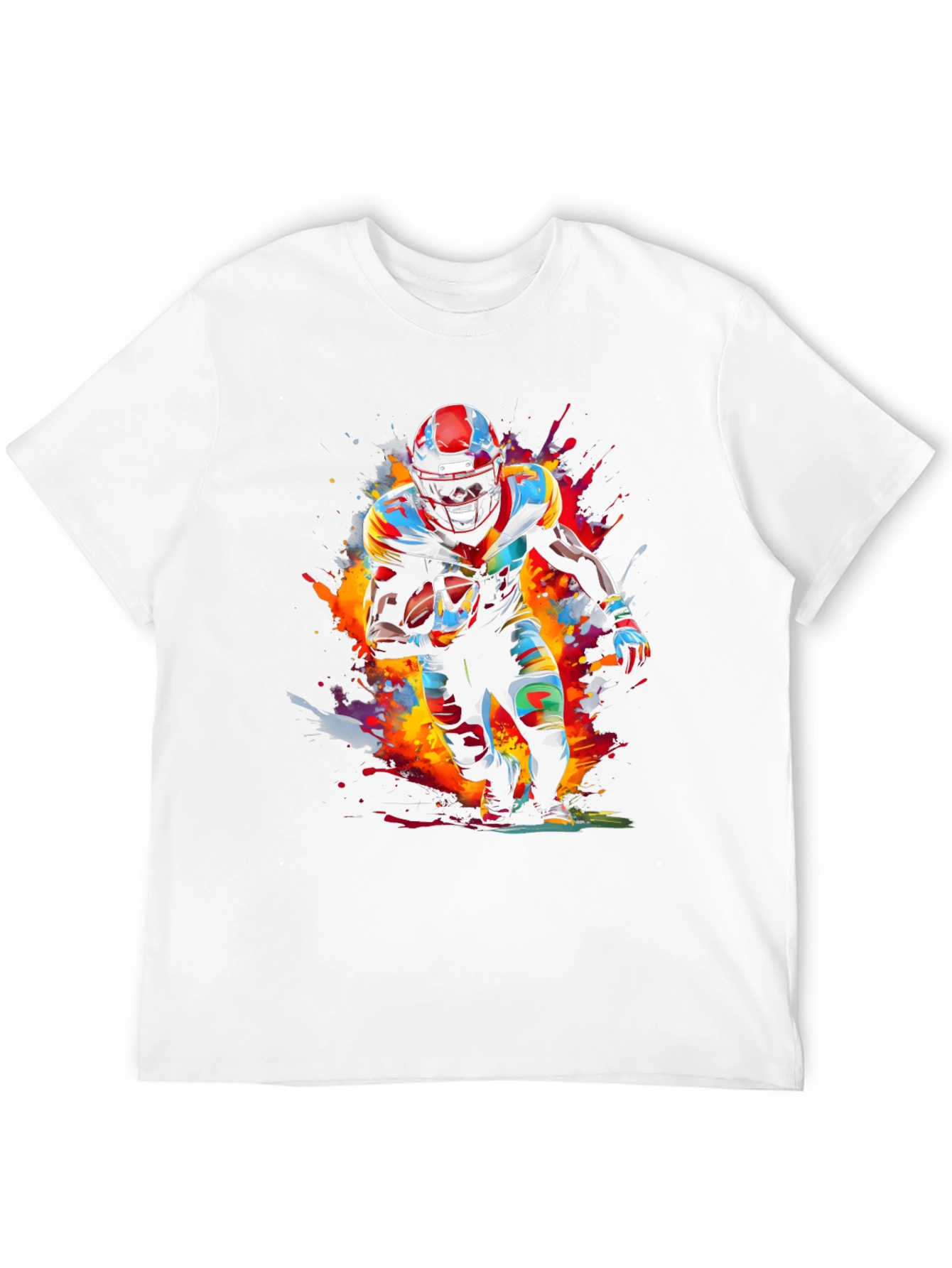Colorful Football Player Graphic Tee