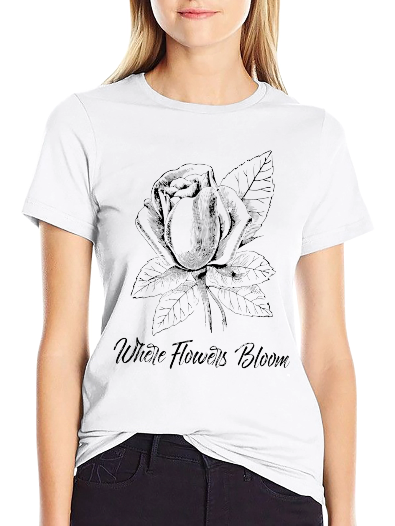 Floral Bloom Tee - Black Graphic T-Shirt