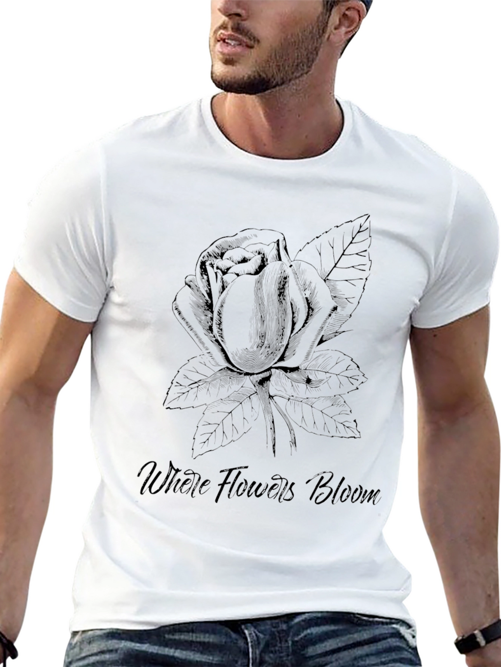 Floral Bloom Tee - Black Graphic T-Shirt