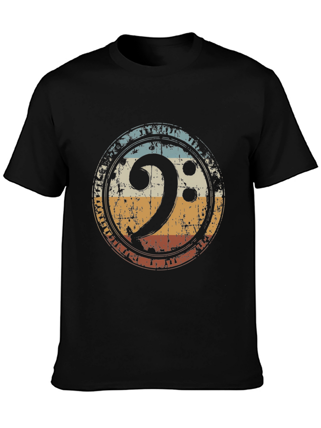 Retro Bass Clef Graphic Tee - Black