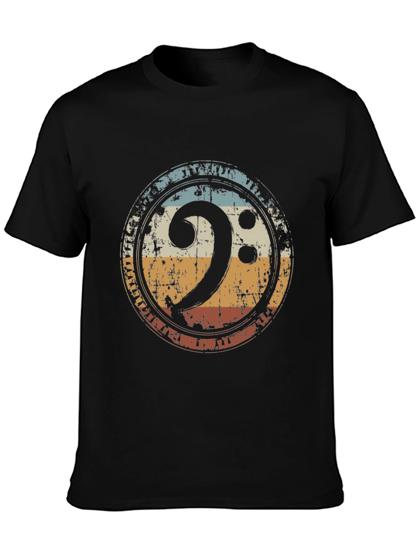 Retro Bass Clef Graphic Tee - Black
