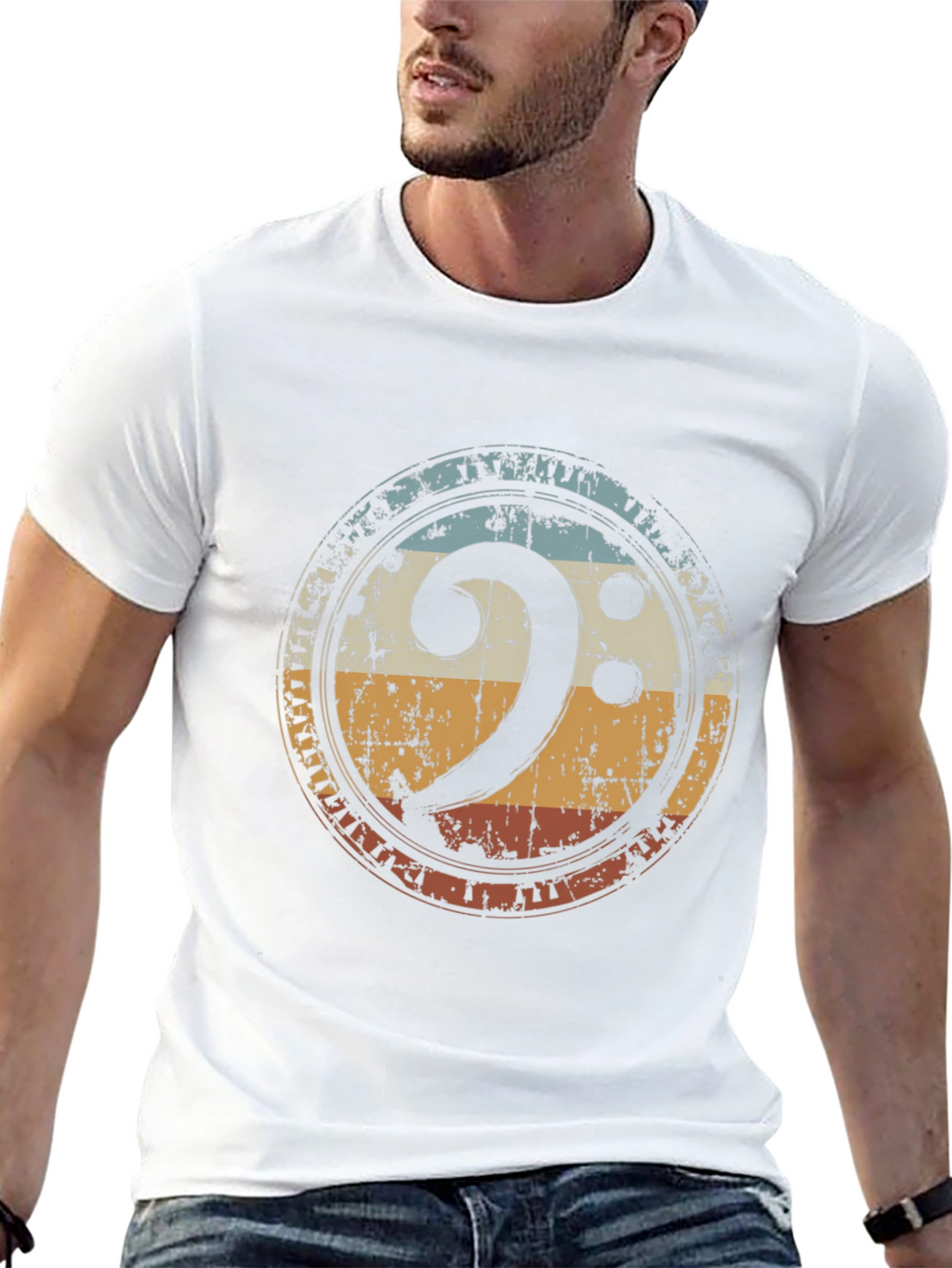 Retro Bass Clef Graphic Tee - Black