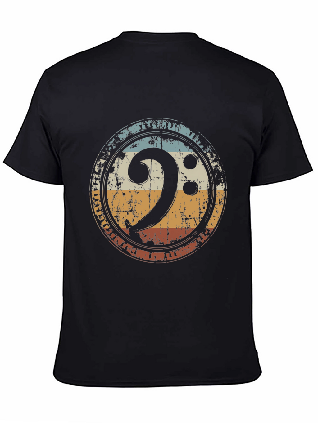 Retro Bass Clef Graphic Tee - Black