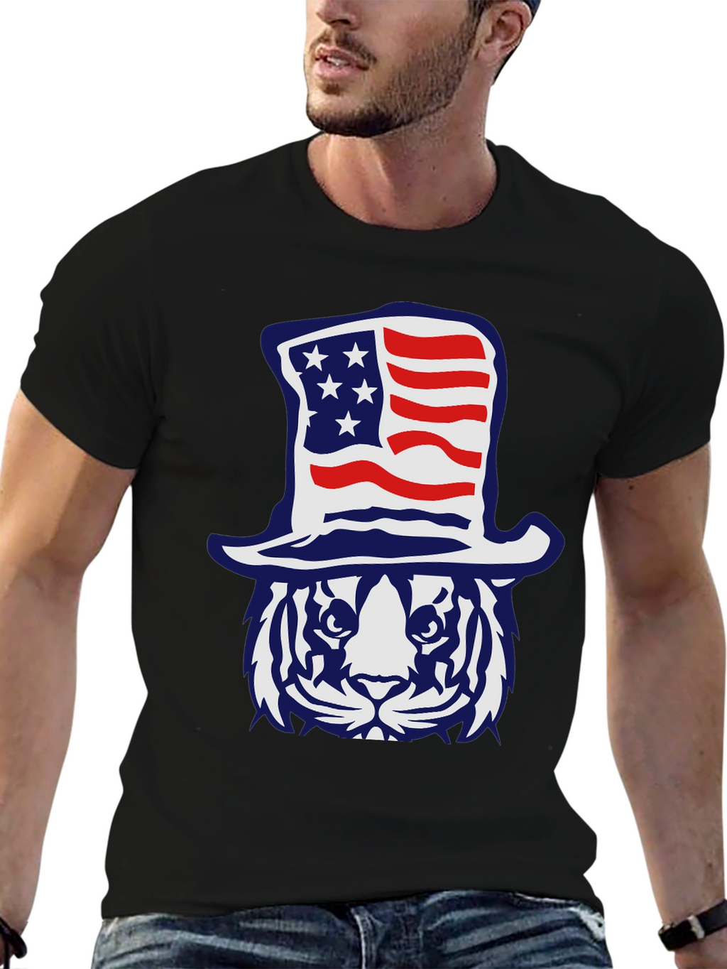 Patriotic Tiger Graphic T-Shirt