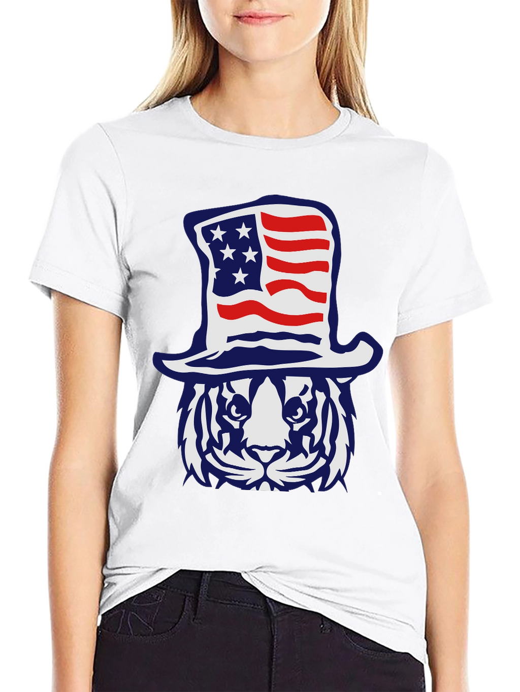 Patriotic Tiger Graphic T-Shirt