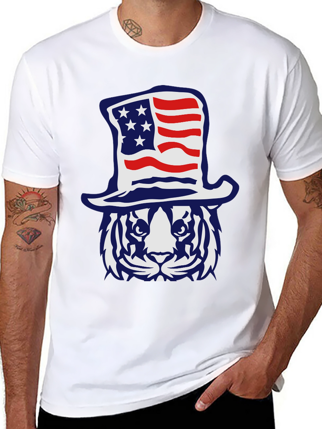 Patriotic Tiger Graphic T-Shirt