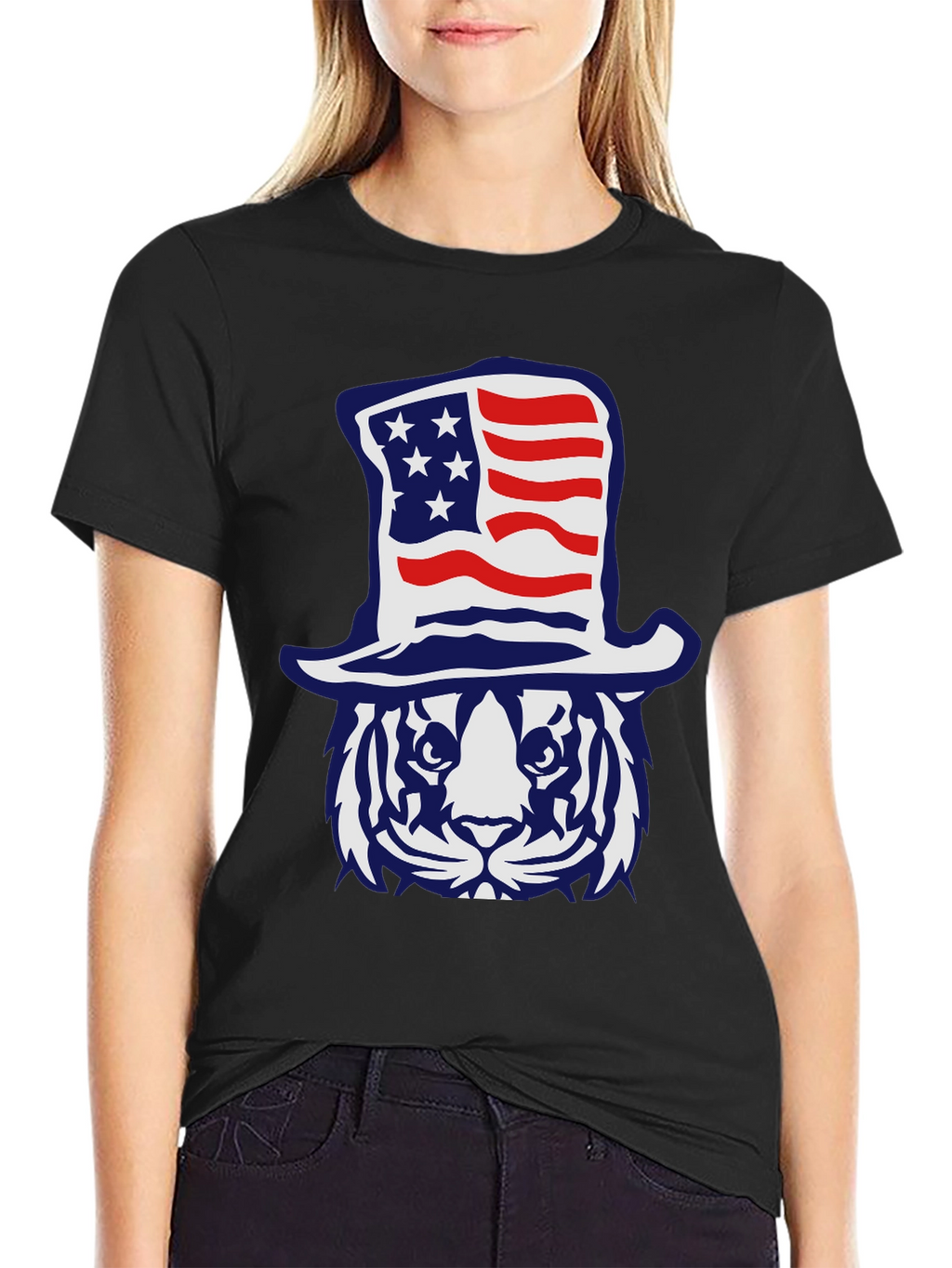Patriotic Tiger Graphic T-Shirt