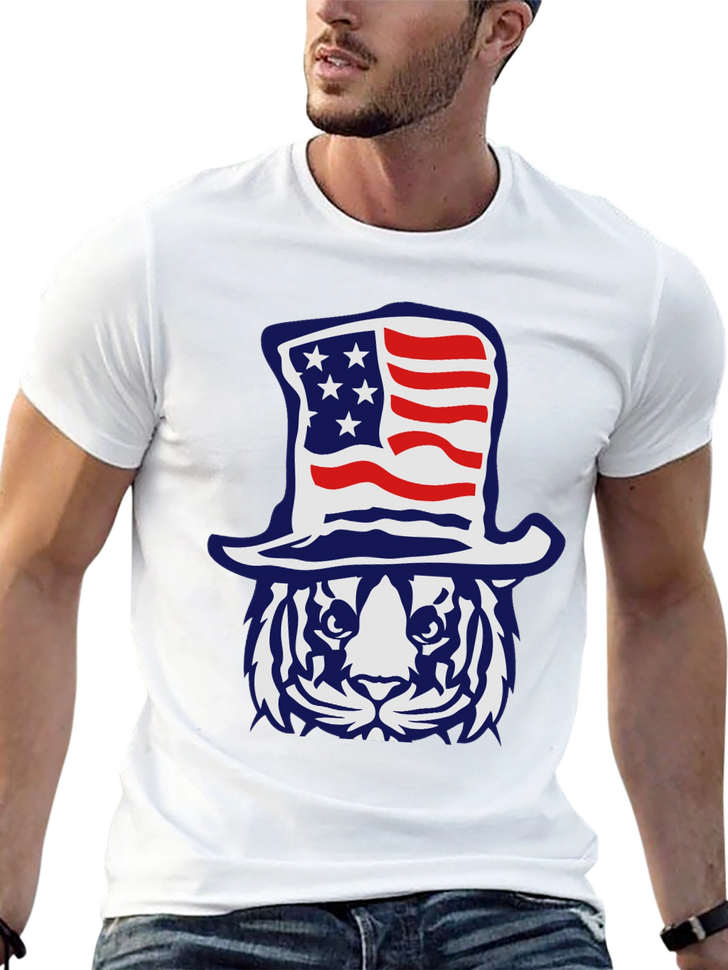 Patriotic Tiger Graphic T-Shirt