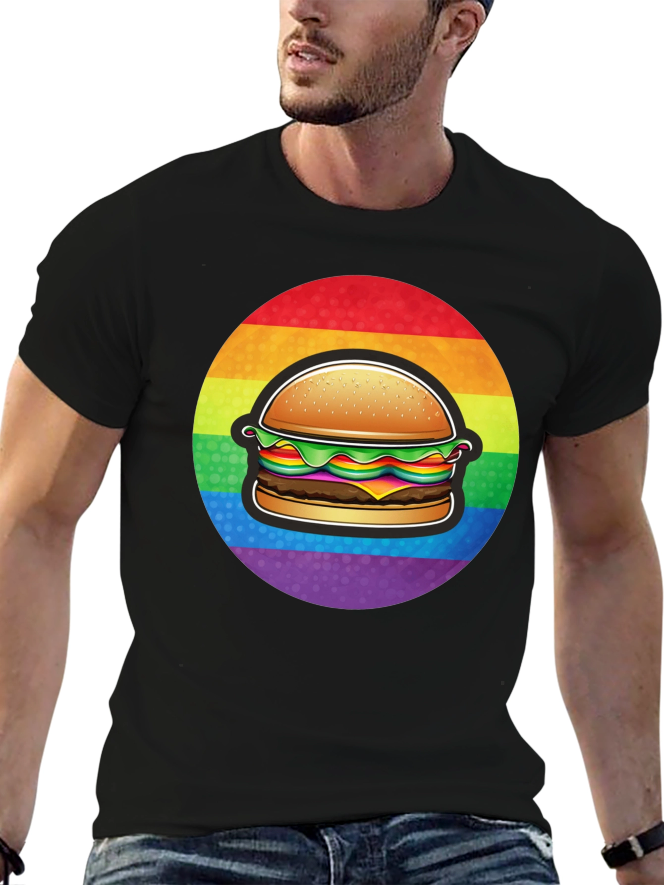 Rainbow Burger Graphic Tee - Pride Apparel